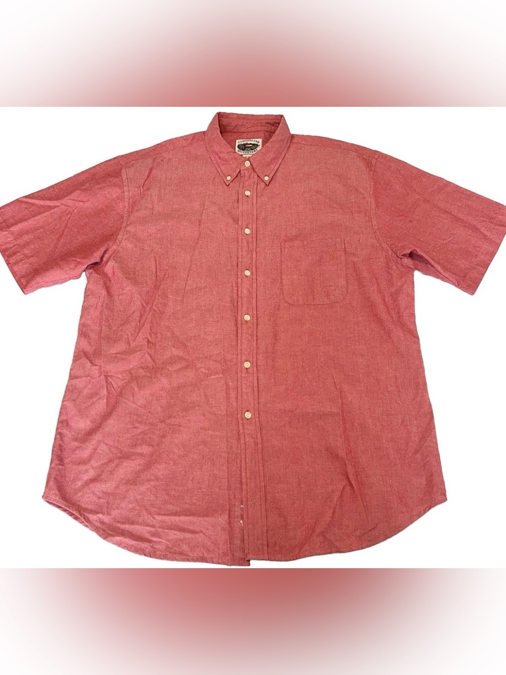 VTG Cumberland Outfitters Men’s Button Down Short Sleeve Shirt Red Size XL